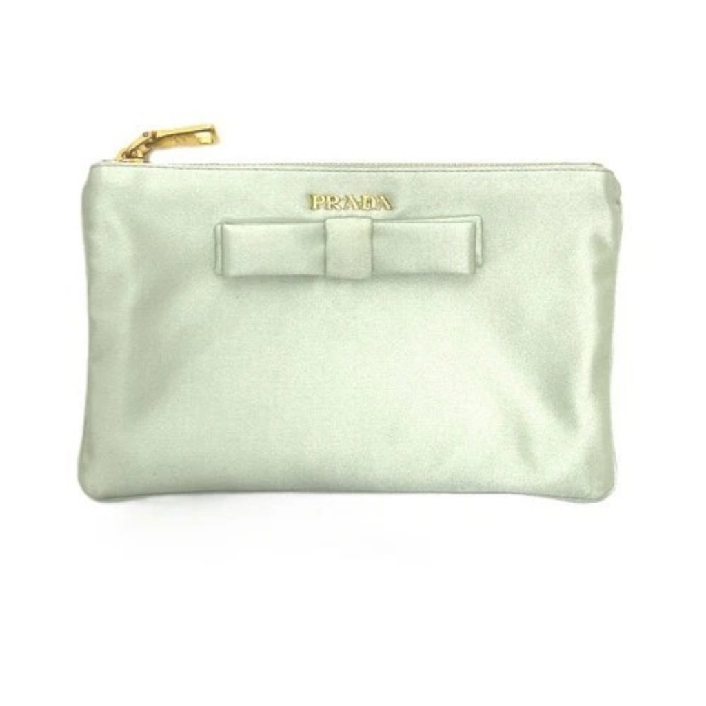 Prada 1m1214 Logo Ribbon Clutch Bag Makeup Pouch Multi-Pouch Cosmetics Pouch